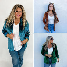 Load image into Gallery viewer, IN STOCK EXTRAS: Velvet Blazer in Three Colors
