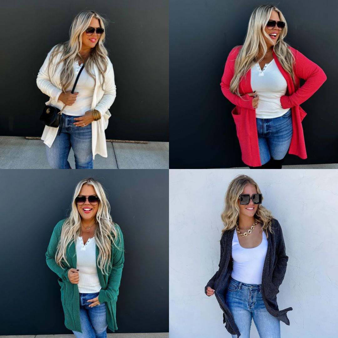 IN STOCK EXTRAS Winter Reese Ribbed Cardigan in Four Colors